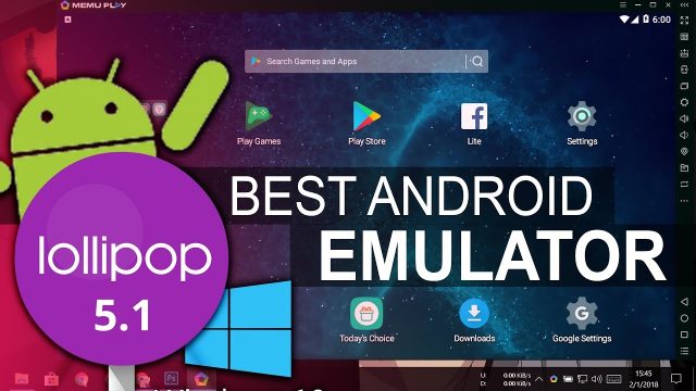 Emulator windows android interface running mobile apps